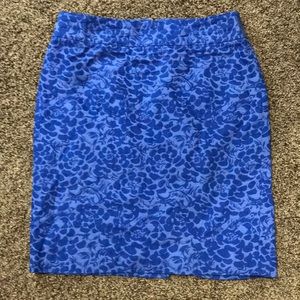 Royal Blue Floral Patterned Pencil Skirt from LOFT